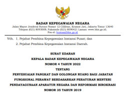 Penyesuaian Pangkat Dan Golongan Ruang Bagi Jabatan Fungsional Perawat Berdasarkan Peraturan Menteri Pendayagunaan Aparatur Negara Dan Reformasi Birokrasi Nomor 35 Tahun 2019