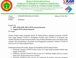 PPNI Pusat Dukung Vaksin Booster ke-2 untuk Perawat Seluruh Indonesia