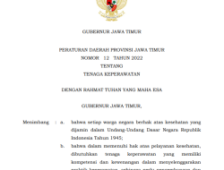 Peraturan Daerah (PERDA) Provinsi Jawa Timur No 12 Tahun 2022 Tentang Tenaga Keperawatan