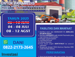 PELATIHAN HIPERKES & KESELAMATAN KERJA (Perawat, Bidan, Analisis Kesehatan, Radiografer, Apoteker, Fisioterapi & Paramedis Perusahaan) Periode : Juli – Agustus 2025