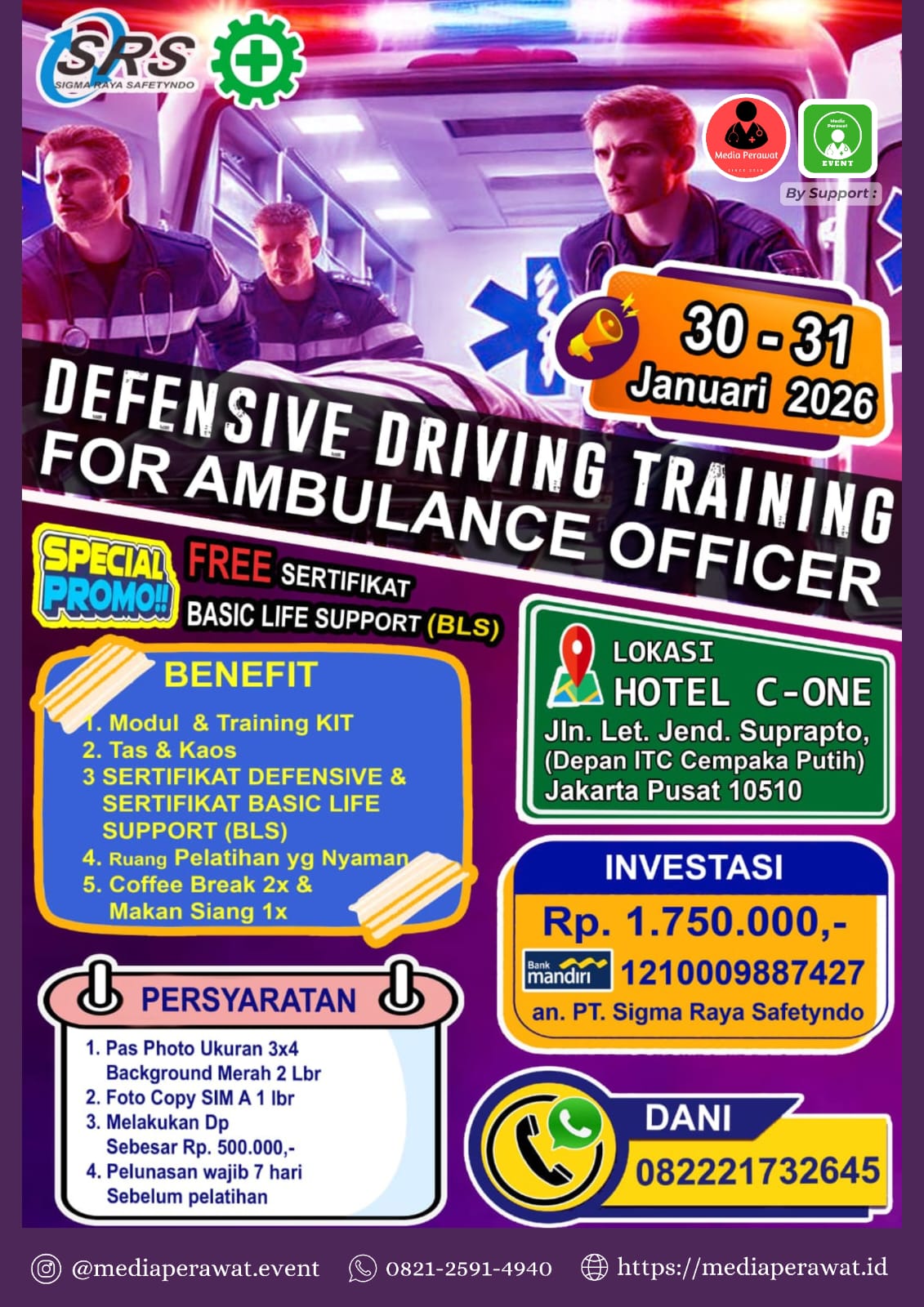 Pelatihan Defensive Driving Training (DDT) for Ambulance Officer (Pelatihan driver ambulance) di Jakarta