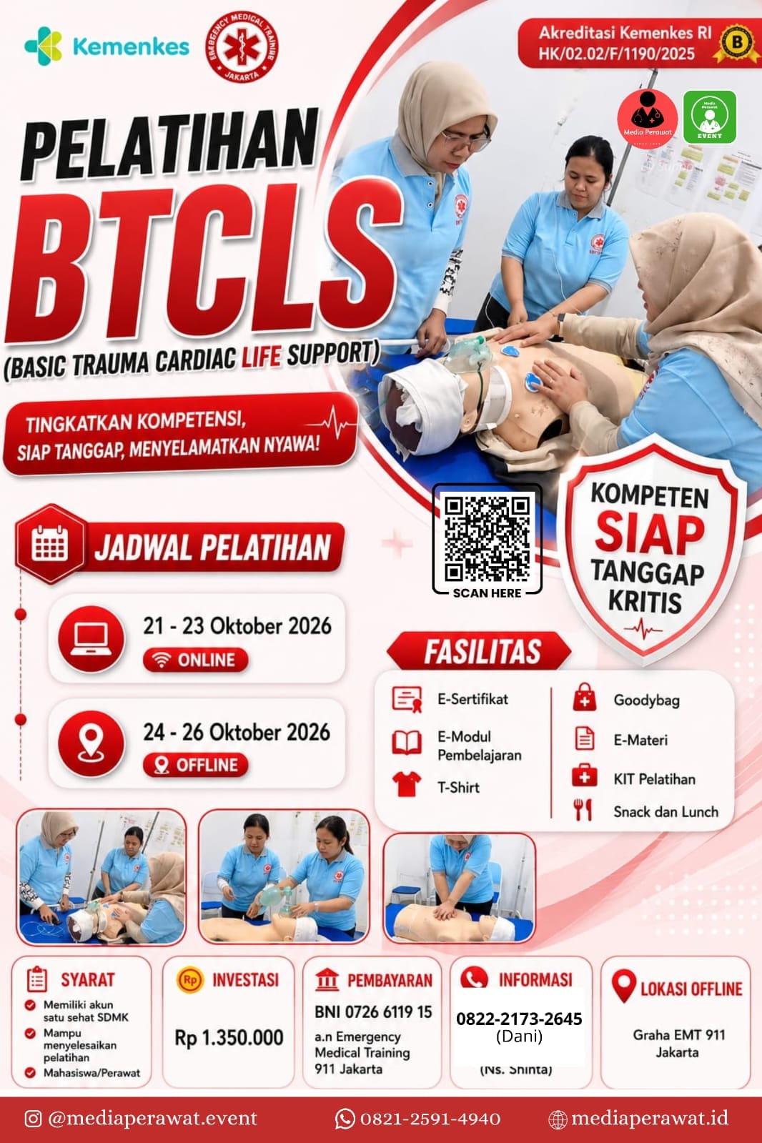 Jadwal Pelatihan BTCLS (Basic Cardiac Life Support) Oktober Batch II 2026
